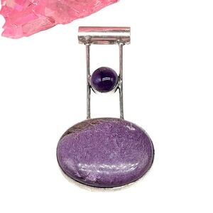 Purpurite Amethyst Necklace Pendant 925 Sterling Silver Overlay Purple Stone